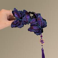 New Chinese Embroidery Butterfly Grab Clip Femininity Advanced Sense Back Head Coiled Hair Shark Clip New Delicate Hair Accessories Women