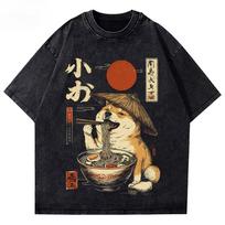Karštas Kawaii Shiba Inu Valgantis Rameną-Šunų Mėgėjo Dovana T-shirt Spausdinimas Originalus Dizainas Dovanos T-shirt Grafinis Marškinėlis Vyrams Moterims Apranga Viršus S black
