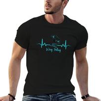 Wing Foiling Wing Surfer Heartbeat T-Shirt Heavy Duty Casual Work Tee XXXL black