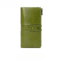 RFID anti-theft women's wallet double zipper long wallet new retro clutch bag green įvairiaspalvis