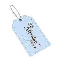 Luggage Tag with Steel Loops Suitcase Luggage Tag PU Leather Luggage Tag Travel Suitcase Tag Boarding Travel Tag mėlyna
