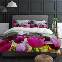 Colorful Tulips Spring 3pcs Couple Duvet Cover With Pillow Case Custom Comforter Bedding Set Quilt Cover Double Bed Home Textile EU single(135x200cm) white