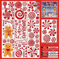 3D Kalėdinis sniego lokys langų lipdukai - Mieli ledo ir sniego lokio lipdukai stiklui 20x30 cm, 9 sheets red