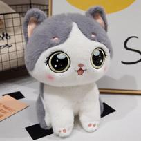 Cute cute big-eyed cat doll plush toy kitten doll children soothing rag doll birthday gift 25cm（0.2kg） pilka spalva