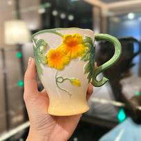 Idyllic Enamel Tulip Mug Home Office High Value Ceramic Drinking Cup Breakfast Oat Cup 301-400ml beige