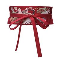 Exquisite Embroidery Hanfu Waistband for Women Wrap Dress Halter Dress Tie Belt brown
