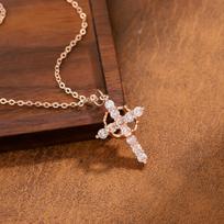 Necklace Female Creative Personality Titanium Steel Cross Necklace Temperament Hollow Color Zircon Clavicle Chain