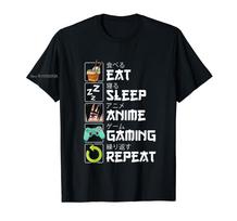 Oversized T-shirt Eat Sleep Anime Gaming Repeat Kawaii Otaku Anime Manga Cotton Tshirt Casual Men's Clothing Unisex Tops Tees... S įvairiaspalvis