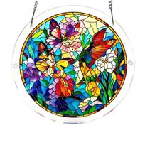 83 Piece Stained Glass Style Suncatcher Window Hanging Panel Home Decoration Birthday Gift Indoor Hanging Ornament one size blue