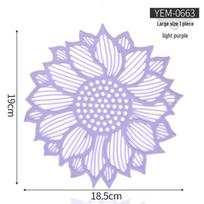 PVC Heat-Resistant Table Mat - Soft Rubber Coaster for Dining Table, TPE Eco-Friendly Bowl Mat Two Small Floral (15*15.2) šviesiai violetinė spalva