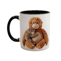 Cute Coffee Cup Protect Punch The Monkey Ceramic Mugs 350ml Inspirational Little Monkey Tea Mug Unique Motivational Gift Animal Lovers Size#1pc gray