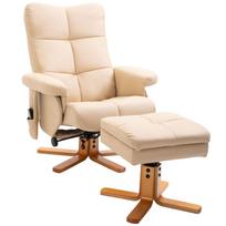 Relax Chair with Stool, 360 degrees Rotatable TV Chair with Massage, Reclining Function, Massage Chair with Side Pocket, TV Chair 80 x 86 x 99 cm kreminė