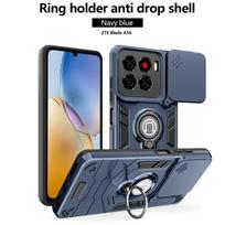 Hybrid Armor Shockproof Case For ZTE Blade A56 4G Z2473 Sliding Window Metal Ring Holder TPU Frame Plastic Phone Cover Fundas ZTE Blade A36 4G gray