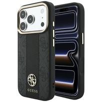 Guess 4G Stripe Round and Classic Logos MagSafe dėklas iPhone 17 Pro Max / 18 Pro Max, juodas