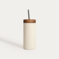 Homla termopuodelis su šiaudeliu Sylvara 783500, 350 ml, smėlio spalvos