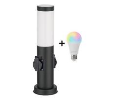 Brilagi - LED RGBW lauko šviestuvas su 2 lizdais 1xE27/9W/230V 40 cm IP44 juodas
