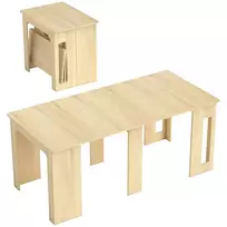 HOMCOM Valgomasis stalas, sulankstomas, išlankstomas virtuvės stalas, stalviršis iš drožlių plokščių, 60-180 x 85 x 75 cm, natūralios spalvos