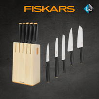 5 peilių rinkinys Fiskars 1014211 su mediniu stovu - Atsiimkite per 15 min!