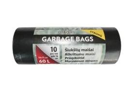 Juodi šiukšliu maišai DENRA 60 l, 10 vnt