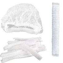 Vienkartines kepures PP 22" gofruotos, dvi gumeles, baltos, 100 vnt
