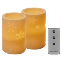 Kalėdinė dekoracija „2 žvakutės”, 2 x 3Vdc (2×2 x AA), 2 x 1 LED, gintarinė balta, su laikmačiu, valdikliu ir pulteliu, EMOS