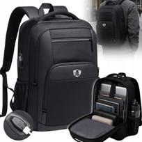 Vyrų miesto kuprinė nešiojamam kompiuteriui, vandeniui atspari, talpi, skirta darbui su USB jungtimi, juoda