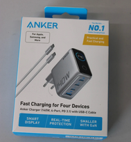 SALE OUT. Anker Charger 140W, 4-Port with USB-C Cable | Anker Charger 4-Port with USB-C Cable, 140W | B2697G41 | DEMO