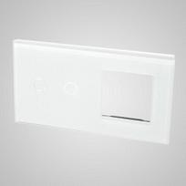 ELS Elektrotechnika TouchMe Didelis stiklinis skydelis, 1 x dvigubas jungiklis, 1 x rėmelis, baltas TM702728W