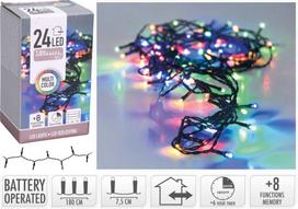 Mondex ŁAŃCUCH LED 24 WIELOKOLOROWE 180CM WW ZEWNĘTRZNE +8FUNKCJI NA BATERIE TIMER