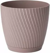 FORM PLASTIC Gėlių vazonas Mika su padėkliuku 17cm, rudas