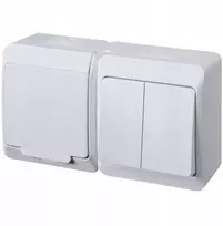 Elektro-Plast Hermetiškas lizdas su įžeminimu + jungiklis sietynui Hermes 0327-14 ant paviršiaus IP44 baltas