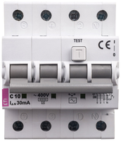 Eti Polam 002174022 Liekamosios srovės pertraukiklis 4P 10A C 0,03A tipas AC KZS-4M 002174022