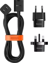 Baseus PowerCombo kabelis/przedłużacz su mini listwą zasilającą 1m juoda (adapter sieciowy EU i UK)(PSMN000301) (187753444)