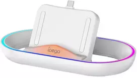 iPega P5P02 įkroviklio dokas su RGB, skirtas Playstation Portal nuotolinio grotuvo baltos spalvos