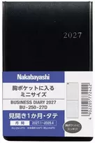 Japoniškas verslo darbo kalendorius 2027 "Top-Opening Mini Diary", itin mažas, juodas BU-250-27D