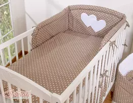 Patalynės komplektas kūdikiui 2 dalių smėlio spalvos su baltais taškeliais Hanging Hearts