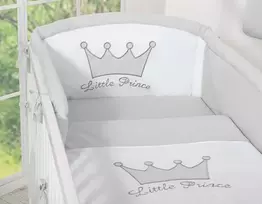 Patalynės komplektas 3 dalių pilkas Little Prince/Princess – saldžiam kūdikio miegui.