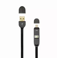 USB A–microUSB ir Lightning įkrovimo laidas, 1 m, juodas