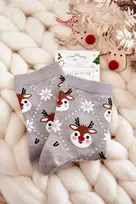 Moteriškos kalėdinės kojinės Shiny Reindeer Pilkas