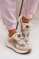 Sportiniai bateliai moterims su platforma leopardiniai smėlio