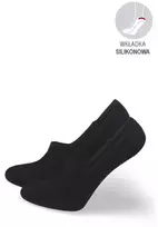 Pėdutės moterims juodos bambuko su silikonine juostele