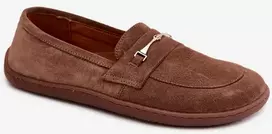 Moteriški barefoot mokasinai iš natūralios zomšos, rudi