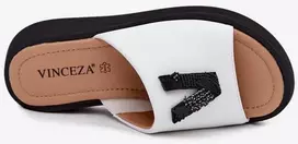 Moteriškos odinės platforminės šlepetės Vinceza 66950, baltos