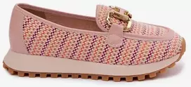 Moteriški slip-on sportiniai bateliai GOE su aukso spalvos detale, rožiniai
