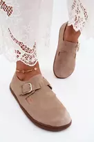 Moteriški mokasinai su sagtimi, smėlio spalvos