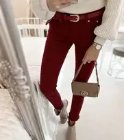 Bordo spalvos audinio kelnės
