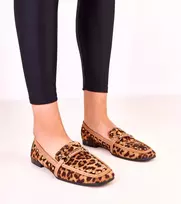 Balerinos leopardinės su kniedėmis iš eko zomšos Molia