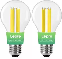 LEPRO 100094-WW-EU-2 E27 Filament LED lemputė, 7.2W (100W), 1521 lm, 2700K, A klasė, 2 vnt.