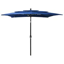 vidaXL Sodo skėtis su aliuminio stulpu, mėlynas, 2,5x2,5m, 3 aukščių