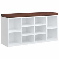 vidaXL Suoliukas batams, baltas, 103x30x48cm, mediena, blizgus